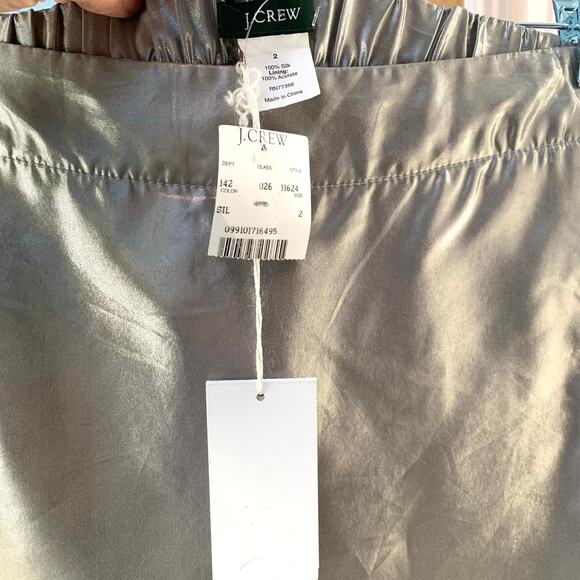 NWT J. Crew Gold Metallic Silk Mini Skirt Size 2 - Picture 7 of 7